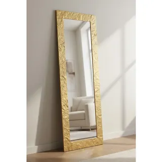 MO.WA Spiegel Groß Wandspiegel Gold 50X145 Lehnspiegel Modern Goldener Holzrahmen Garderobenspiegel Flurspiegel Schlafzimmer Eingangspiegel
