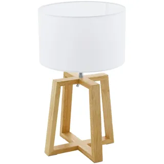 Weiß Helle Holz Moderne skandinavisch Tischlampe Nachtlampe 1x60W/E27 26x44 [cm]