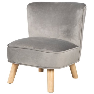 roba® Sessel Lil Sofa, Kindersessel, bequemer Sessel mit Holzfüßen & Samtstoff grau|silberfarben