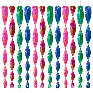 CIM Kunstoff Windspiel zur Vogelabwehr - Pirouette 29cm Perlmutt Mix Colour 12er - Pirouette Windspirale - Vogelschreck wetterfest und lichtreflektierend - inkl. Aufhängung