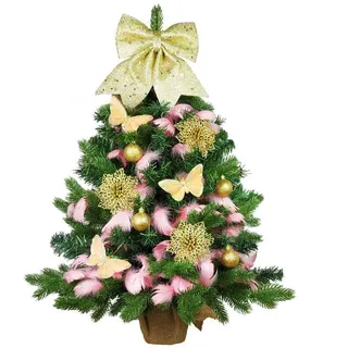 Laalu Weihnachtsbaum, Grün, Weiß, Braun, Champagner, Rosa, Gold, Kunststoff, Tanne, 60 cm, Dekoration, Weihnachtsdekoration, Weihnachtsbäume & Zubehör