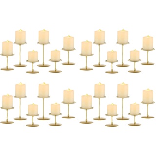Romadedi Metall Kerzenständer Kerzenhalter Gold – für Stumpenkerzen Kerzen Adventskranz 24er Set Vintage Modern Deko Tischdeko für Weihnachten Hochzeit Wohnzimmer