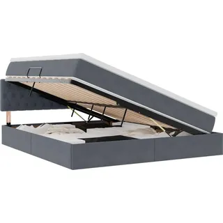 vidaXL Bett 180 x 200 cm Dunkelgrau