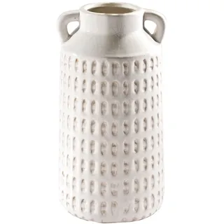 Vase MADELENE, Weiß - H 30 cm - Keramik - mit 2 Henkel