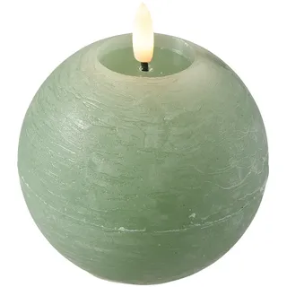 LED Kugelkerze D10cm Wax frosted grün