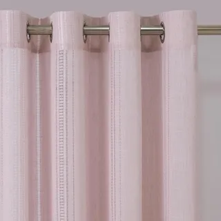 MYSKY HOME Rosa Gardinen Kinderzimmer Mädchen Pink-Vorhänge mit Ösen Boho Vintage Leinen Web-Löchern Makramee Häkelgardine für Schlafzimmer Ankleidezimmer Halbtransparent Landhaus Deko 140x245cm 2PC