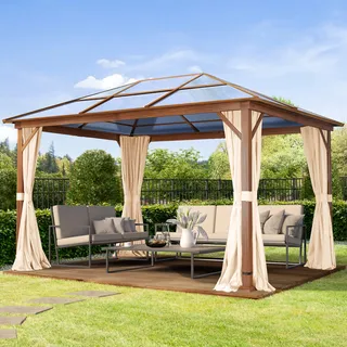 TOOLPORT Gartenpavillon 3 x 4 m inkl.  Seitenteile champagner