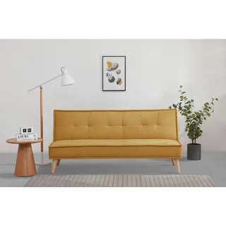 INOSIGN Schlafsofa MENDOTA, 181 cm, 3-Sitzer mit Schlaffunktion, verstellbarer Rückenlehne, Klappmechanismus gelb