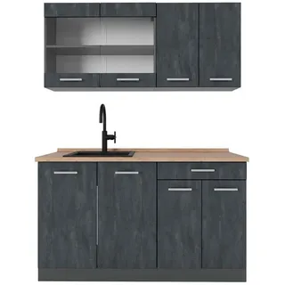 Vicco Küchenzeile R-Line 140 cm Schwarz Beton/Anthrazit