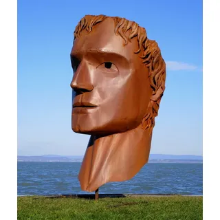 Casa Padrino XXL Stahl Garten Deko Skulptur Kopf Rost H. 213 cm