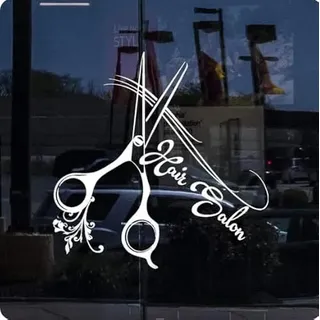 Wandtattoo Fenster Wandaufkleber Friseur Nagelstudio Wandtattoo, Weiß, 75cmbreit x 75cmhoch
