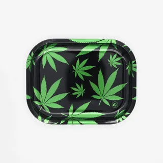 Leaves Green Dark Rolling Tray small - Drehtablett/Mischeschale/Bröselschale/Rolltablett/Drehunterlage - 18 x 14 x 1,5 cm