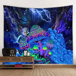 Yehapp Wandtuch Psychedelic - Wandbehang Pilz Wald 150X200cm - Wandteppich Psychedelic Groß Schlafzimmer Studio Dekor