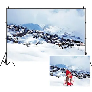 SDOTPMT 5x3ft Winter Landschaft Polyester Hintergrund Rustikale Schneeflocke Bokeh verschneite Szene-Fotografie-Hintergrund für Familie Weihnachtsfest Dekor Familie Reunion Foto Booth Requisiten