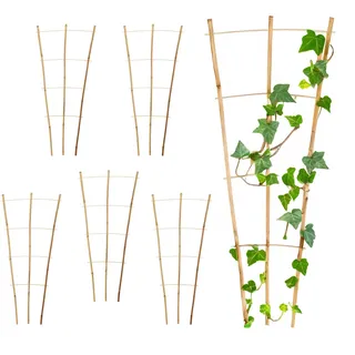 Bambus Rankgitter 75 x 35 cm Natur - 6er Set - Holz Kletterhilfe konisch für Rankpflanzen - Bambusstab Rankhilfe Blumenstütze Bambus für Garten Pflanzen
