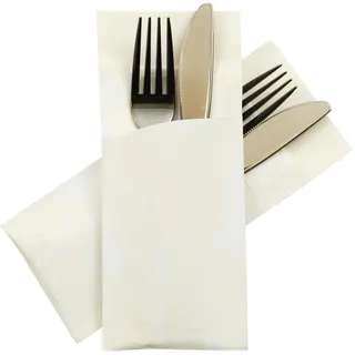 520x Pochetto Bestecktaschen 200x85mm creme marmor inkl. Serviette
