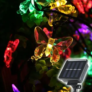 salcar Lichterkette Solar 10m 50 LED spritzwassergeschützt Bunt