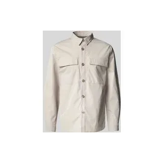 Regular Fit Hemdjacke mit Brustpattentaschen, Offwhite, M