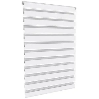 Doppelrollo Rollo ohne Bohren klemmfix Zebrarollo Klemmrollos, FIVMEN, Klemmfix, Zebrarollo Rollos ür Wohnzimmer Küche Büro lichtdurchlässig, Weiß 150 cm x 120 cm