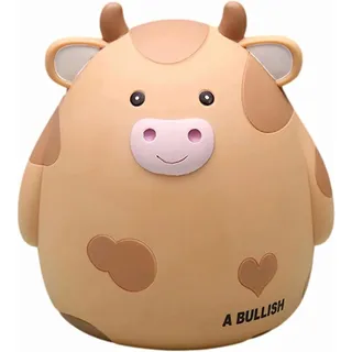 H&W Sparschwein mit Kuh, unzerbrechliche Münzbox für Kinder, niedliche Tier-Spardose, Geburtstag für Jungen und Mädchen, Münzsparboxen (Gelb)