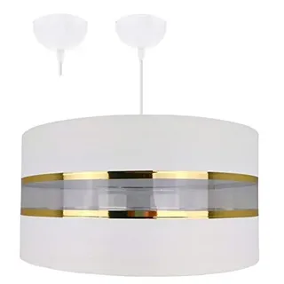 FKL DESIGN Home Deco – Pendelleuchte Esstisch – Hängeleuchten & Pendelleuchten – Deckenlampe Hängend – Lampe Esstisch Hängend - Esszimmerlampe - Wohnzimmer - Küchenlampe - Weiß-Gold - E27 ABH1L