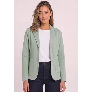 Kurzblazer STREET ONE, Damen, Gr. 40, eucalyptus grün meliert, Web, Obermaterial: 93% Baumwolle, 7% Elasthan. Futter: 100% Polyester, unifarben, regular fit normal, V-Ausschnitt, abgesteppt, Blazer Kurzblazer, mit Knopf zum Schließen