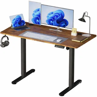 Relaxdays Höhenverstellbarer Schreibtisch 120 x 160 x 60 cm Braun/Schwarz