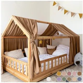 lilimaus Betthimmel Hausbett Himmel aus 100% Musselin-Baumwolle - in 12 Farben (1-tlg), Musselin Hausbett Himmel aus 100% Baumwolle, handgenäht braun 67 cm x 320 cm