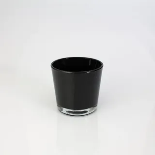 INNA-Glas Kleine Glasvase - Windlicht Alena, schwarz, 10,5cm, Ø 11,5cm - Blumentopf - Tisch Glasvase