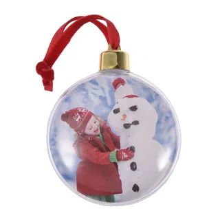 Weihnachtskugel mit Foto, Fotokugel, Fotokugel, Weihnachtsbaumkugel, Weihnachtsdekoration, Ornament zum Aufhängen mit rotem Gurt, Fotokugel, A
