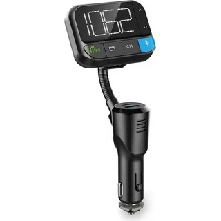 Nedis Kfz Audio FM Transmitter - Schwanenhals - Freisprechfunktion - 2.00 / Scharz-weiß Monitor - Bluetooth - PD 20 W / Bass Boost - /