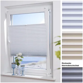 ourdeco® Thermo-Plissee verspannt/Breite 75 cm/Farbe: weiß/lichtundurchlässig, Blickdicht, verdunkelnd/Klemmfix, Montage ohne Bohren