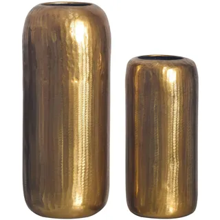 FineBuy Blumenvase 2er Set Gold 30 cm
