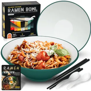 Plastik Ramen Schüssel Set 2 Sets - 33oz Japanische Suppenschüssel Geschirr - Mit Essstäbchen Löffel Rezepte Rührschüsseln Für Nudeln Salate Müsli Geschenke Für Männer Und Frauen Im Neuen Zuhause