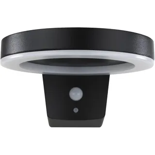 REV Ritter LED Solar Wandleuchte Round Aluminium Metall spritzwassergeschützt mit Bewegungsmelder schwarz