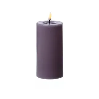 LED Kerze Deluxe Echtwachs flackernde 3D Flamme H: 15cm D: 7,5cm flieder lila