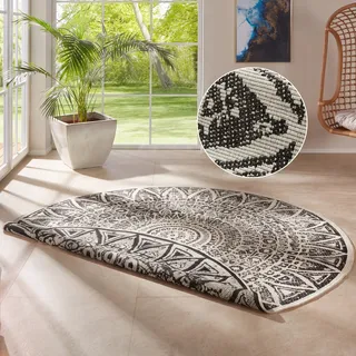 HANSE HOME Lilja Wendeteppich Ø 140 cm Schwarz/Weiß