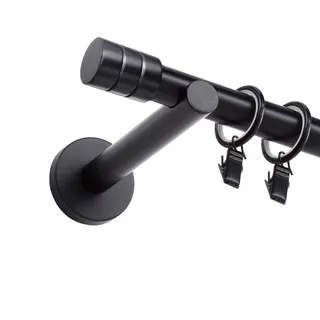 Fenster DEKOR - Gardinenstange Schwarz - Gordijnroede 280 cm - Elegante Modern Vorhangstange - 1-läufig stange vorhang - Karniesabschluss wählbar - Vorhang Stangen Schwarz Zylinder mit Fräser