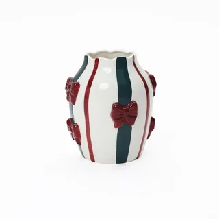 Hometopia Keramikvase,, Weiß, Keramik, Rund, 22 cm, Dekoration, Vasen, Keramikvasen