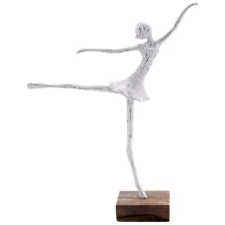 creedwood Ballerina Figur Ballett I | Mangoholz, weiß, 40 cm | Ballerina Figur auf Sockel, Ballett Tänzerin Deko Skulptur, Tänzer Deko Objekt, Ballett Holz Aufsteller