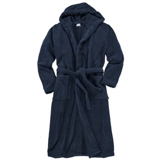Floringo Herrenbademantel Floringo Kapuzen-Bademantel nachtblau große Größen, Baumwolle, Kapuze blau 4XL
