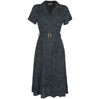Banned Retro - Rockabilly Kleid knielang - Black Spot Dress - S bis 4XL - für Damen - Größe 4XL - schwarz/weiß