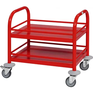 Kongamek Mini-servierwagen 530x375x550mm 2 Etagen Pulverbeschichtet In Rot Mit Bremse