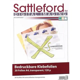Sattleford 20 Klebefolien A4 transparent für Inkjet