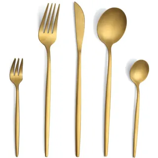 Besteck Set für 6 Personen, 30-Teilig, Schwarz Matt - Essbesteck aus Edelstahl Mit Messer, Gabel, Löffel - Spülmaschinenfest