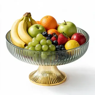 Buachois 26cm Obstschale für Küchentheke mit Fuß, Fruchtschale (Fruchtgrün) | Kunststoff Servierschale für Obst, Durchscheinend Dekorative Fruchtskorb für Esstisch, Tafelaufsatz für Dinnerpartys
