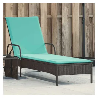 furnicato Gartenliege Sonnenliege mit Rollen 61x200x48 cm Schwarz PE-Rattan, UV-beständiges Sonnenbett mit verstellbarer Lehne für den Garten schwarz
