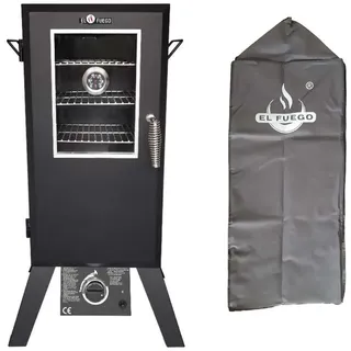 Gasgrill Portland W von EL Fuego® mit Sichtfenster + Abdeckhaube in Anthrazit, inkl. Gasschlauch und Druckminderer, viel Zubehör, Räuchergrill, Smoker, AY 3173