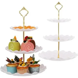 3-stöckiger Cupcake-Ständer Weiß Kunststoff Etagere
