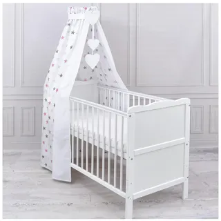 Generisch Baby Delux Babybett Himmel Betthimmel Baumwolle Baldachin für Babybett Kinderbett Wiege Stubenwagen Himmelstange Applikationen Herz Deko (Magic Rosa, ohne Himmelstange)